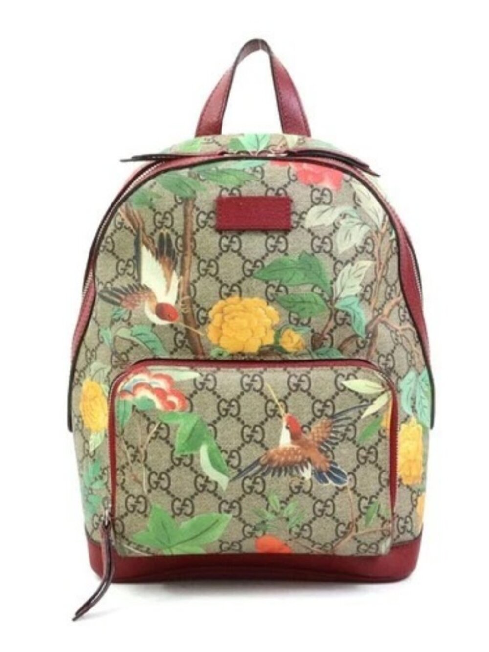Auth GUCCI GG Supreme Backpack Beige/Brown/Red/Multicolor PVC/Leather - e60636a